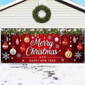 7 x 16 Ft Christmas Garage Door Cover Decorations, Banner for Double Garage